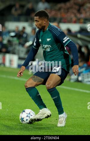 Lens, Francia. 3 ottobre 2023. Reiss Nelson dell'Arsenal durante la partita di calcio di UEFA Champions League, gruppo B tra RC Lens e Arsenal FC il 3 ottobre 2023 allo stadio Bollaert-Delelis a Lens, Francia - foto Jean Catuffe/DPPI Credit: DPPI Media/Alamy Live News Foto Stock