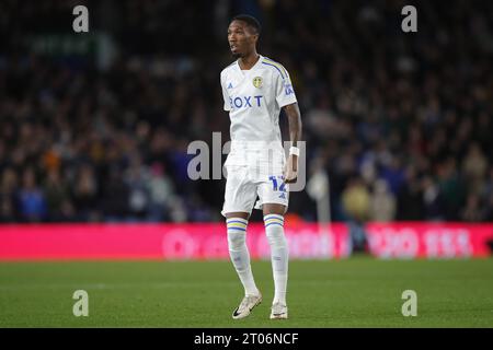 Leeds, Regno Unito. 4 ottobre 2023. Jaidon Anthony #12 del Leeds United durante la partita del campionato Sky Bet Leeds United vs Queens Park Rangers a Elland Road, Leeds, Regno Unito, 4 ottobre 2023 (foto di James Heaton/News Images) a Leeds, Regno Unito il 10/4/2023. (Foto di James Heaton/News Images/Sipa USA) credito: SIPA USA/Alamy Live News Foto Stock