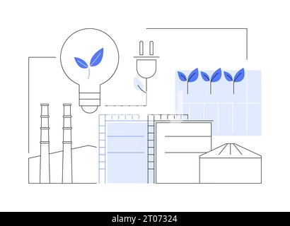 Illustrazione astratta del vettore del concetto di impianto energetico a biomassa. Illustrazione Vettoriale