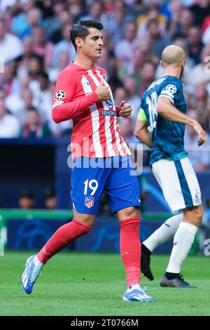 Alvaro Morata dell'Atletico Madrid durante la partita di UEFA Champions League tra Atletico de Madrid e Feyenoord all'Estadio Civitas Metropolitano Foto Stock