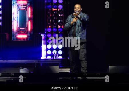 Oslo, Norvegia 04 ottobre 2023 busta Rhymes si esibisce dal vivo sul palco durante il 50 Cent The Final Lap Concert Tour 2023 tenutosi all'Oslo Spektrum di Oslo, Norvegia credito: Nigel Waldron/Alamy Live News Foto Stock