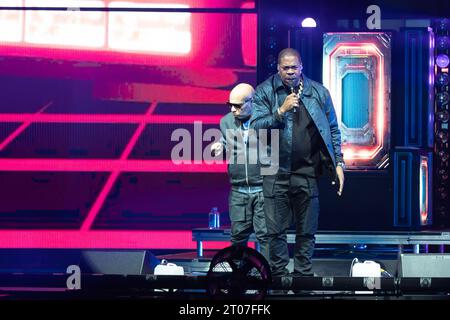 Oslo, Norvegia 04 ottobre 2023 busta Rhymes si esibisce dal vivo sul palco durante il 50 Cent The Final Lap Concert Tour 2023 tenutosi all'Oslo Spektrum di Oslo, Norvegia credito: Nigel Waldron/Alamy Live News Foto Stock