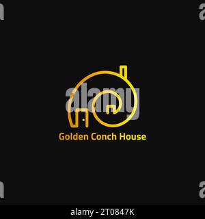 Logo Gold House con forma conchiglia. Illustrazione Vettoriale