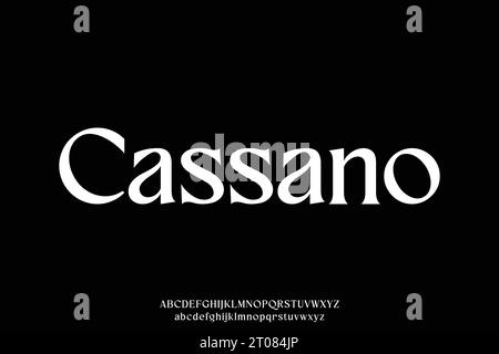 Moderno e lussuoso sistema di visualizzazione alfabetico con caratteri vettoriali. Elegante stile tipografico serif Illustrazione Vettoriale