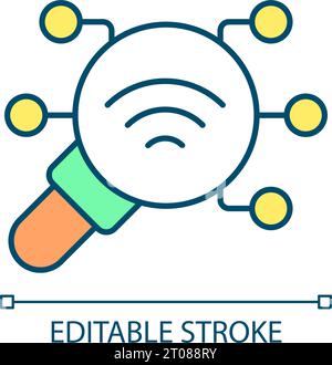 La linea sottile colorata 2D modificabile stabilisce l'icona delle linee di base Illustrazione Vettoriale