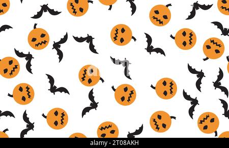 fantasia di zucca e pipistrelli halloween senza cuciture con sfondo trasparente Illustrazione Vettoriale