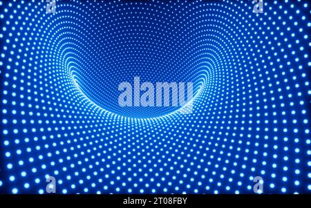 Tunnel al neon astratto, wormhole al neon, rendering 3D. Disegno digitale. Foto Stock