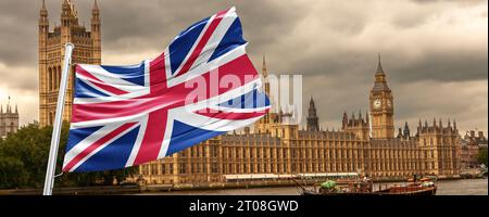 Orologio Big Ben nel cielo blu colorato, punto di riferimento di Londra, Regno Unito Foto Stock