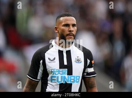 Foto del file datata 23-07-2021 del Jamaal Lascelles del Newcastle United, che ha completato un viaggio dall'orlo del disastro della Premier League al top table del calcio europeo, guidando il Newcastle a una splendida vittoria della Champions League contro il Paris St Germain. Data foto: Venerdì 23 luglio 2021. Data di emissione: Giovedì 5 ottobre 2023. Foto Stock