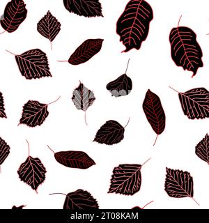 Disegno vettoriale senza cuciture di foglie autunnali di betulla, quercia, acero, frassino Illustrazione Vettoriale