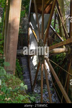 Mill Wheel dettaglio presso il mulino della flotta, Gatehouse of Fleet, Scozia Foto Stock