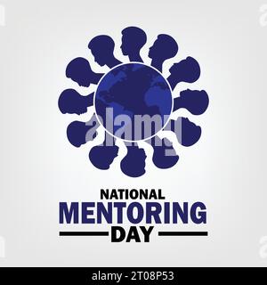 Illustrazione della progettazione di modelli vettoriali per il National Mentoring Day. Adatto per biglietti d'auguri, poster e striscioni Illustrazione Vettoriale