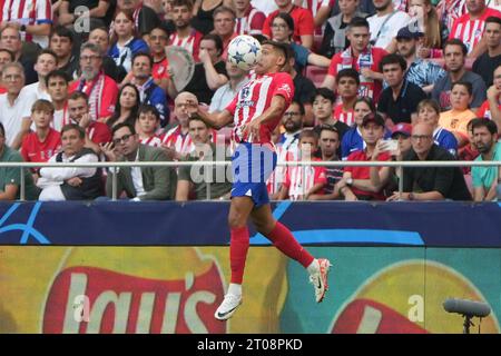 Madrid, Spagna. 4 ottobre 2023. Nahuel Molina di Madrid durante la UEFA Champions League, gruppo e partita di calcio tra Atletico de Madrid e Feyenoord il 4 ottobre 2023 allo stadio Civitas Metropolitano di Madrid, Spagna. Foto di Laurent Lairys/ABACAPRESS.COM Credit: Abaca Press/Alamy Live News Foto Stock