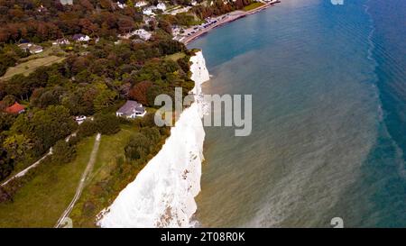 Vista aerea della baia di St Margret, dal lato ovest, guardando verso est. Foto Stock