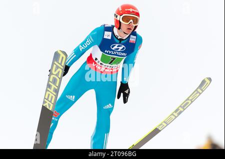 Richard Freitag Aktion Mixed Teamspringen FIS Nordische Ski Weltmeisterschaft in Val di Fiemme, Italien AM 24.02.2013 Foto Stock