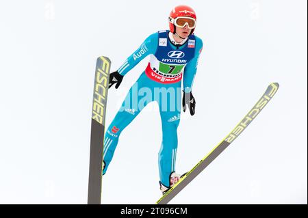 Richard Freitag Aktion Mixed Teamspringen FIS Nordische Ski Weltmeisterschaft in Val di Fiemme, Italien AM 24.02.2013 Foto Stock