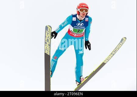 Richard Freitag Aktion Mixed Teamspringen FIS Nordische Ski Weltmeisterschaft in Val di Fiemme, Italien AM 24.02.2013 Foto Stock