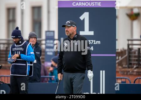 Carnoustie, Scozia. 5 ottobre 2023. Thomas Bjørn nel giorno 1 del campionato Alfred Dunhill Links 2023. Crediti: Tim Gray/Alamy Live News Foto Stock