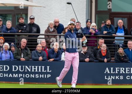 Carnoustie, Scozia. 5 ottobre 2023. Billy Horschel partecipa al primo giorno dell'Alfred Dunhill Links Championship 2023. Crediti: Tim Gray/Alamy Live News Foto Stock