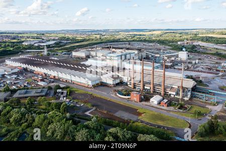 Vista aerea delle acciaierie Liberty Steels ad Aldwarke, Rotherham, South Yorkshire Foto Stock