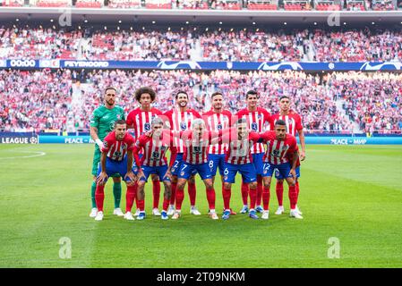 Madrid, Spagna. 4 ottobre 2023. L'Atletico Madrid prima della partita di UEFA Champions League tra l'Atletico Madrid e il Feyenoord ha giocato allo stadio Civitas Metropolitano il 4 ottobre 2023 a Madrid, Spagna credito: Agenzia fotografica indipendente/Alamy Live News Foto Stock