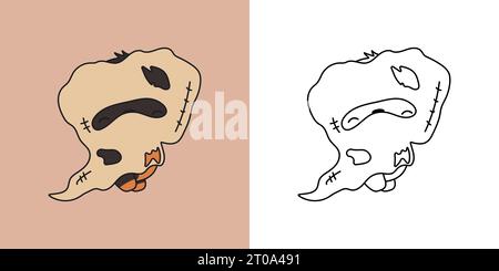 Clipart Halloween Rottweiler Dog multicolore e bianco e nero. Carino Halloween Doggy. Illustrazione Vettoriale