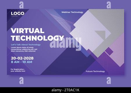 webinar metaversi sull'innovazione futuristica tecnologia virtuale e design di banner con tecnologia neon moderna del futuro Illustrazione Vettoriale