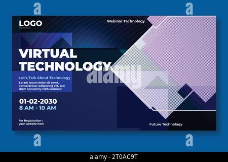 webinar metaversi sull'innovazione futuristica tecnologia virtuale e design di banner per la tecnologia neon futura Illustrazione Vettoriale