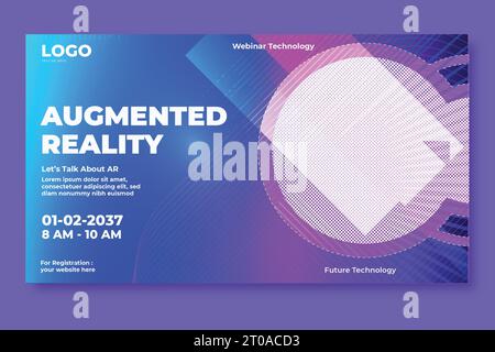 webinar metaversi sull'innovazione futuristica tecnologia virtuale e modello di progettazione di banner sulla tecnologia neon futura Illustrazione Vettoriale
