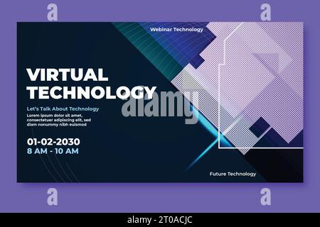 webinar metaversi sull'innovazione futuristica tecnologia di realtà virtuale e design di banner per la tecnologia neon del futuro Illustrazione Vettoriale