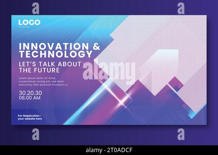 webinar sull'innovazione futuristica tecnologia virtuale e modello di banner per la futura tecnologia neon Illustrazione Vettoriale