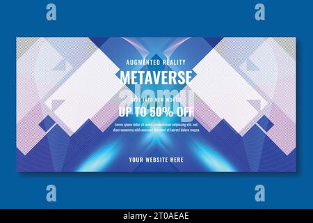 webinar astratto orizzontale verticale creativo moderno neon cyber security metaverse modello di banner di copertina facebook Illustrazione Vettoriale