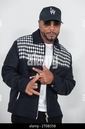 Atlanta, Stati Uniti. 3 ottobre 2023. Timbaland arriva al BET Hip Hop Awards il 3 ottobre 2023 al Cobb Energy Performing Arts Center di Atlanta, Georgia. (Foto di Mike Ware/Sipa USA) credito: SIPA USA/Alamy Live News Foto Stock