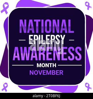 Il mese di sensibilizzazione sull'epilessia è stato osservato a novembre per diffondere la consapevolezza sul disturbo nuerologico, design di sfondo con nastro viola. Foto Stock