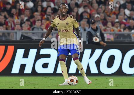 Roma, Lazio. 5 ottobre 2023. Gael Ondoua di Servette durante la partita di UEFA Europa League AS Roma contro Servette allo stadio Olimpico di Roma, 5 ottobre 2023. Photographer01 Credit: Independent Photo Agency/Alamy Live News Foto Stock