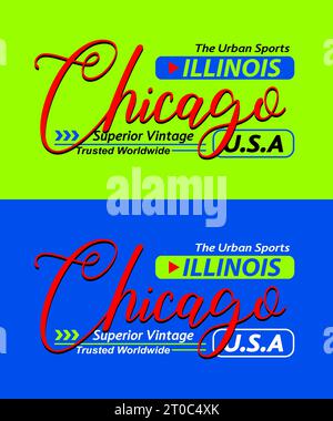 Chicago urban calligraphy Typeface superior vintage, tipografia, per t-shirt, poster, etichette, ecc.. Illustrazione Vettoriale