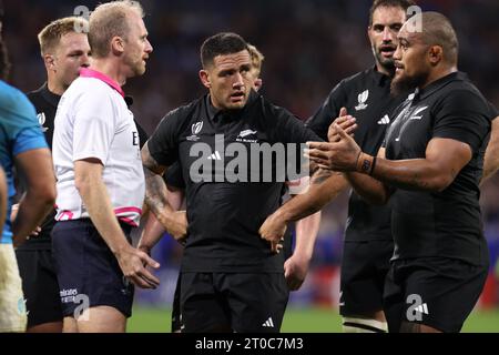 Lione, Francia, giovedì. 5 ottobre 2023. Codie Taylor della nuova Zelanda durante il Rugby World Cup Pool Una partita tra la nuova Zelanda e l'Uruguay presso l'OL Stadium di Lione, in Francia, giovedì 5 ottobre 2023. Crediti: Aki Nagao/AFLO/Alamy Live News Foto Stock