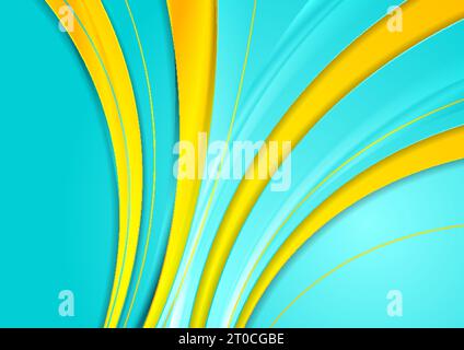 Le onde lisce turchesi e gialle astraggono lo sfondo aziendale. Design Vector Elegant Illustrazione Vettoriale