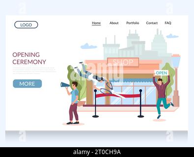 Cerimonia di apertura vettore sito web landing page modello di progettazione Illustrazione Vettoriale