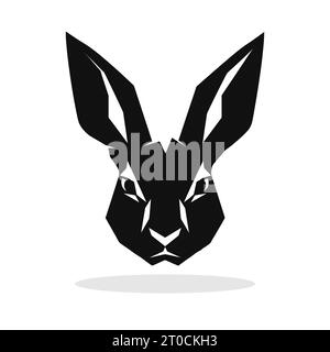 Silhouette nera di coniglio. Icona coniglietto pasquale isolata su sfondo bianco. Illustrazione vettoriale. Disegno icona coniglio Illustrazione Vettoriale