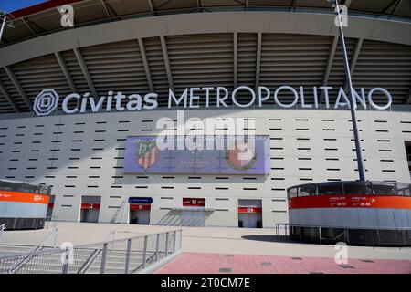 Madrid, Espagne. 4 ottobre 2023. Vista generale durante la partita di calcio di UEFA Champions League, gruppo e tra Atletico de Madrid e Feyenoord il 4 ottobre 2023 allo stadio Civitas Metropolitano di Madrid, Spagna - foto Laurent Lairys/DPPI Credit: DPPI Media/Alamy Live News Foto Stock