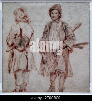 Two Young Bootblack (c. 1715-1716) di Jean-Antoine Watteau (1684 - 1721) pittore francese Foto Stock