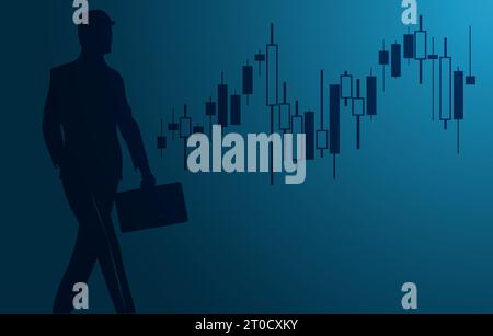 Sfondo di scambio, sfondo. Grafico del candelabro finanziario, grafico del livello di supporto e resistenza. Grafici per il trading Forex Illustrazione Vettoriale
