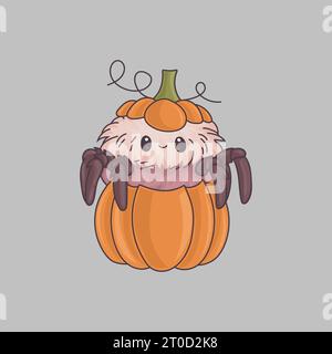 Illustrazione di Halloween Spider del cartone animato Clipart. Carino Clip Art Halloween Insect. Illustrazione Vettoriale