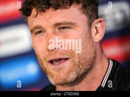 Will Rowlands del Galles durante la conferenza stampa allo Stade de la Beaujoire di Nantes, in Francia. Data immagine: Venerdì 6 ottobre 2023. Foto Stock