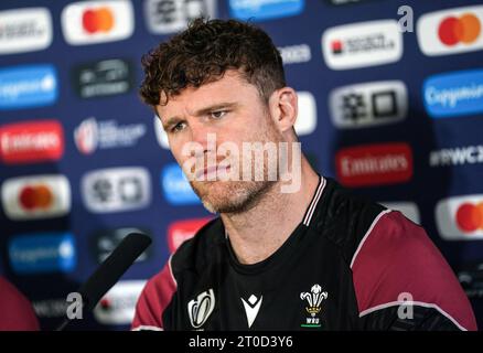 Will Rowlands del Galles durante la conferenza stampa allo Stade de la Beaujoire di Nantes, in Francia. Data immagine: Venerdì 6 ottobre 2023. Foto Stock