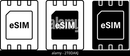 E Set di icone sim dal design semplice Illustrazione Vettoriale