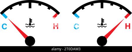 Indicatore di temperatura auto con icone Illustrazione Vettoriale