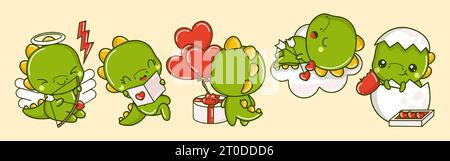 Collezione di Vector Dino Art Serie di illustrazioni di Clipart dei dinosauri isolati. Carini Vector Animals Illustrazione Vettoriale