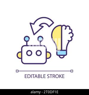 Icona a riga degli algoritmi ML colorati modificabili 2D. Illustrazione Vettoriale